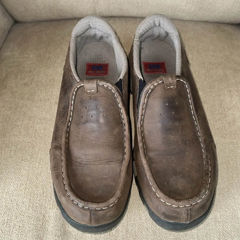 HELLY HANSEN Vintage Brown Leather Slip on Shoes Mens Size 10